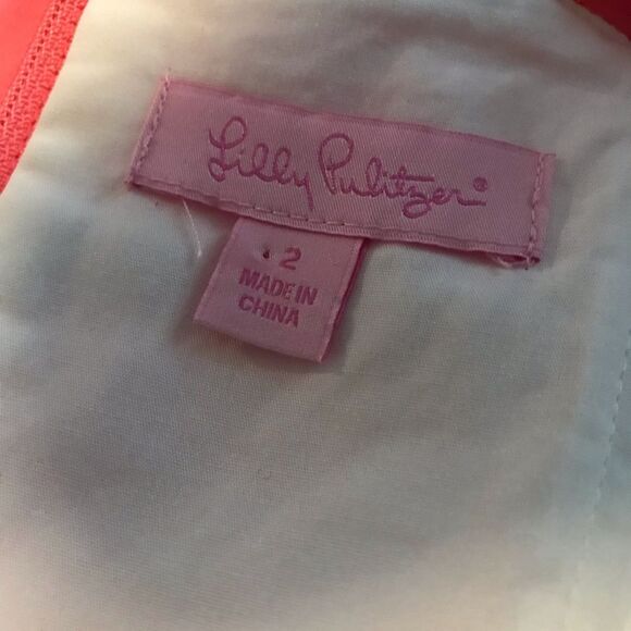 Lilly Pulitzer Serafina Dress Size 2 Pink Salmon A Dollop of Scallop Eyelet - Picture 9 of 11